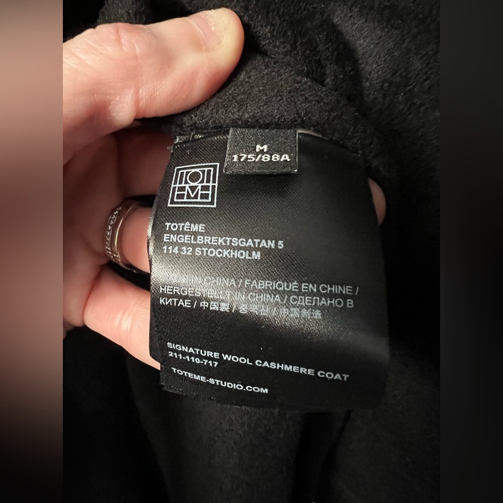 New Toteme Signature Wool Cashmere Coat In Black Size Medium - Picture 12 of 14